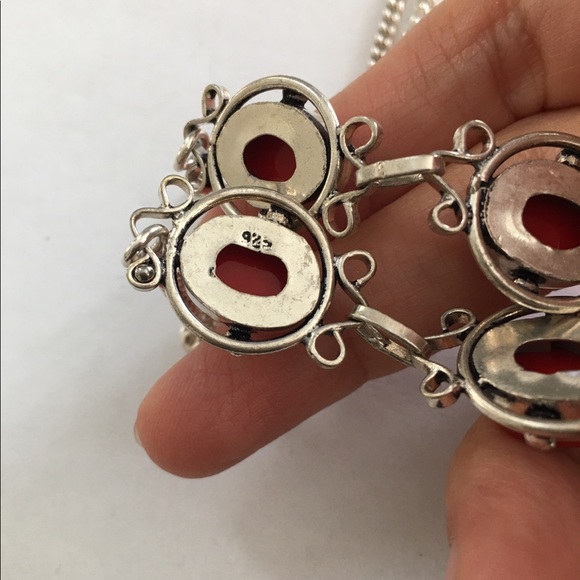 Silver plated simulated red jasper necklace - Picture 7 of 9